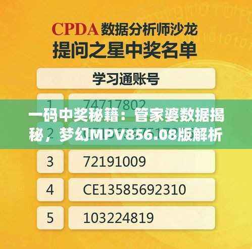 一码中奖秘籍:管家婆数据揭秘,梦幻MPV856.08版解析