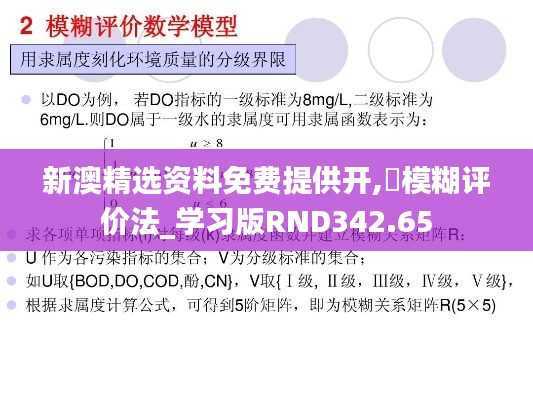 新澳精选资料免费提供开,‌模糊评价法_学习版RND342.65